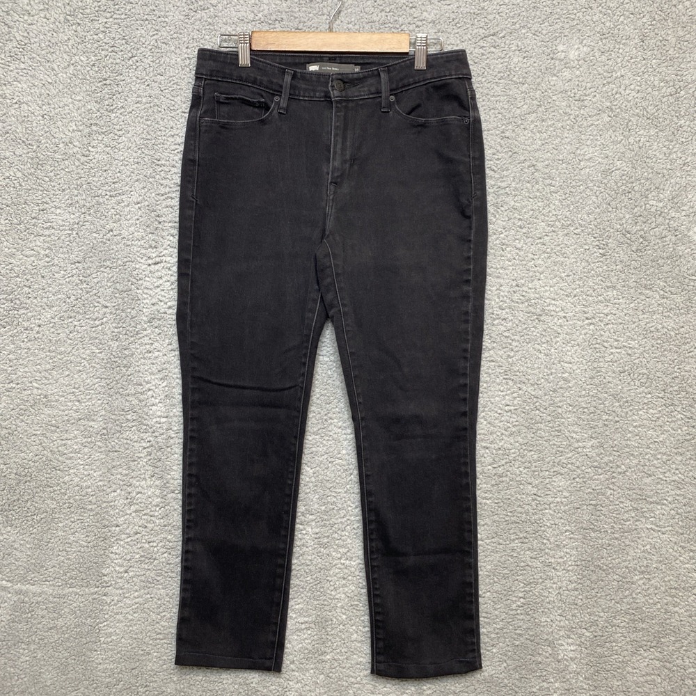 Levi's Mid-Rise Skinny Jeans Women 10 Black Denim Medium Wash Raw Hem Altered